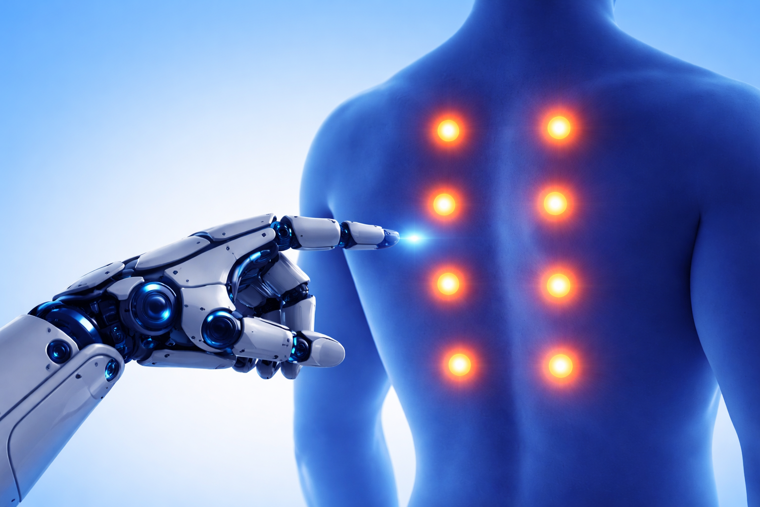 AI robotic treatment demonstrating back acupoint precision